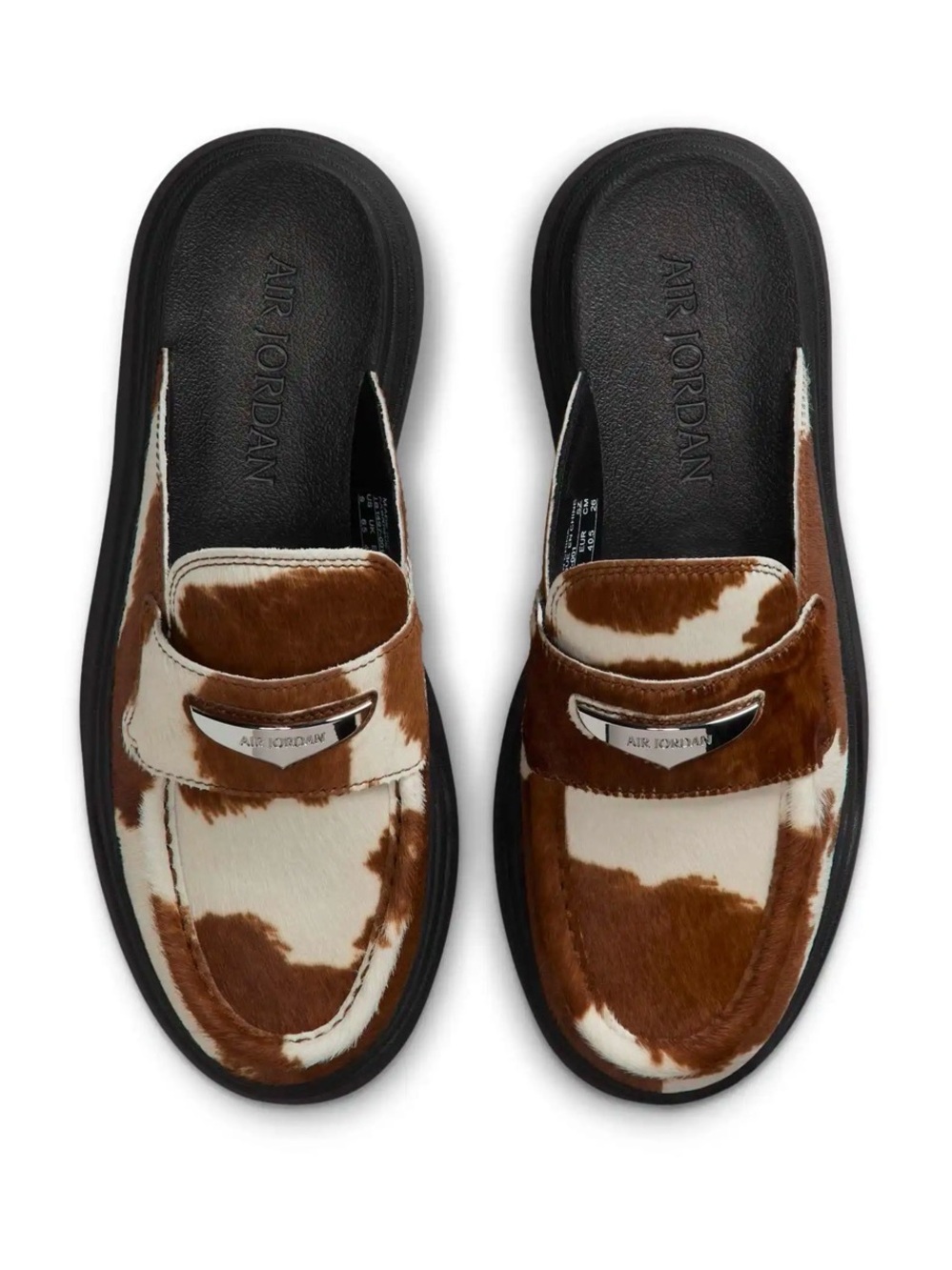 Jordan Brown and White Real Cowhide Slip-On Loafers